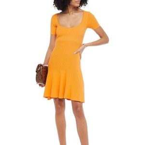 Sandro Women's Orange Synn Ribbed-knit Mini Dress